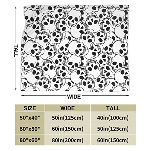 Skulls Blanket Soft Fleece Throw Blanket Plush Weighted Blankets for Couch Sofa Skull Gifts for Kids Adults Men Women