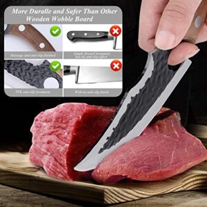 Hand Forged Chef Knife,6 Inch Viking Knife Butcher Boning Knife With Leather Sheath,Handmade Japanese Steel Kitchen Chef Knife,Meat Vegetable Cutting Knife ,Caveman Knife for Camping&Outdoor