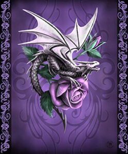 anne stokes dragon beauty queen size raschel plush dragon throw blanket, measures 79 inches by 94 inches