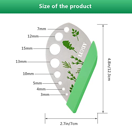 Herb Stripper 9 holes, Luxiv Stainless Steel Kitchen Herb Leaf Stripping Tool LooseLeaf Kale Razor Metal Herb Pealer for Kale, Chard, Collard Greens, Thyme, Basil, Rosemary (1 pack) (1, green)