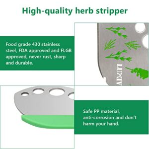 Herb Stripper 9 holes, Luxiv Stainless Steel Kitchen Herb Leaf Stripping Tool LooseLeaf Kale Razor Metal Herb Pealer for Kale, Chard, Collard Greens, Thyme, Basil, Rosemary (1 pack) (1, green)