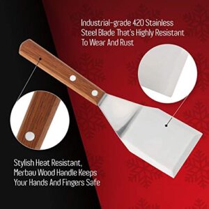 Homi styles Small Metal Spatula With Merbau Wooden Handle | Heavy Duty Stainless Steel Flipper With Beveled Edges | Small Spatula Portable Cooking Turner Cookie Brownie Spatula With A 2.5-Inch Blade