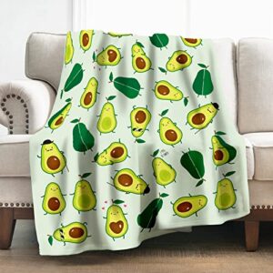 levens avocado blanket gifts for women girls boys, adorable fruit decoration for home bedroom living room crib couch, super soft cozy smooth lightweight throw blankets green 50"x60"