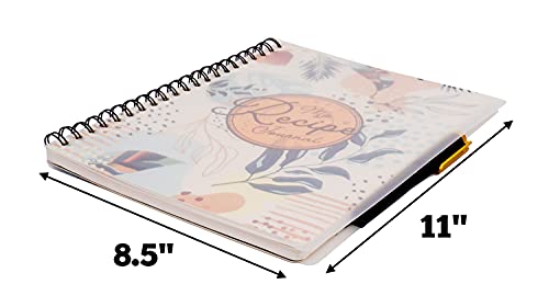 Performore My Recipe Journal 8.5” x 11” Spiral Bound Recipe Notebook, Blank Recipe Book to Write in your Own Recipes, Includes Pen and Slipcase with 100 Blank Pages