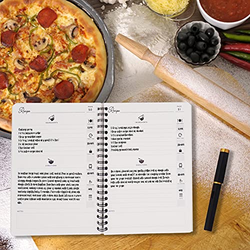 Performore My Recipe Journal 8.5” x 11” Spiral Bound Recipe Notebook, Blank Recipe Book to Write in your Own Recipes, Includes Pen and Slipcase with 100 Blank Pages