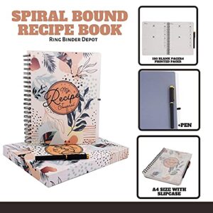 Performore My Recipe Journal 8.5” x 11” Spiral Bound Recipe Notebook, Blank Recipe Book to Write in your Own Recipes, Includes Pen and Slipcase with 100 Blank Pages