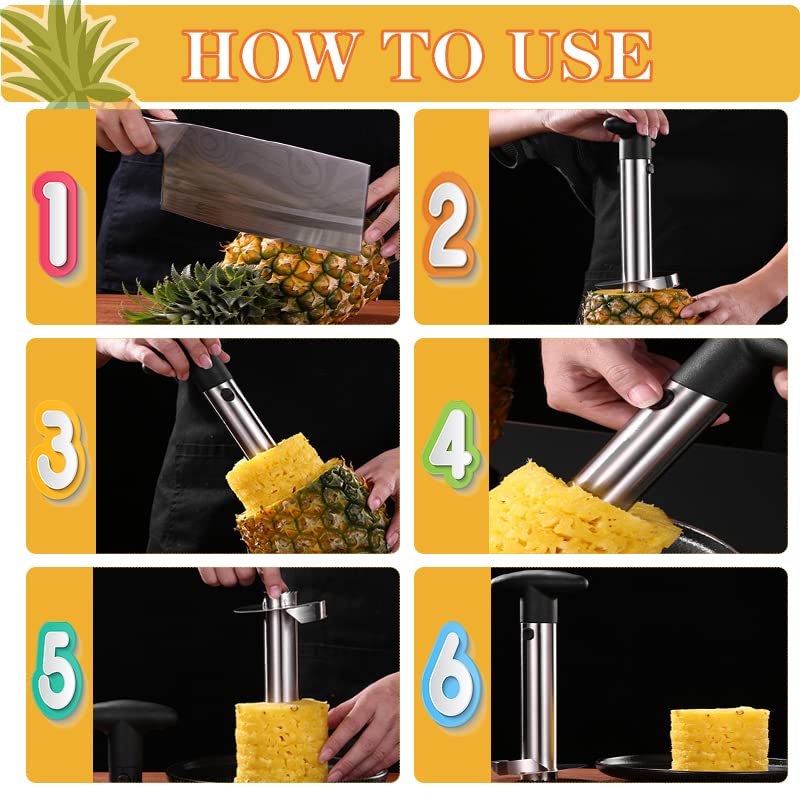 ZirrorYY Pineapple Corer and Slicer Tool-Food Grade Stainless Steel Pineapple Slicer with Sharp Pineapple Peeler Easy to Clean and Clean, Fruit Slicer, Kitchen