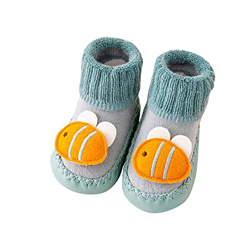 Lykmera Autumn Winter Socks Boots Boys Girls Children Cute Socks Shoes Non Slip Indoor Floor Baby Toddler Sports Shoes Socks (Green, 18-24 Months)