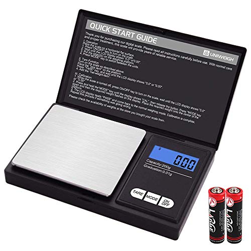 UNIWEIGH Gram Scale,200 gx0.01 g(7.05 oz x 0.001 oz) Digital Pocket Scale,Electronic Smart Weigh Scale,Portable Small Jewelry Scale Grams and Ounces,Mini Weed Scale with LCD Display,Tare