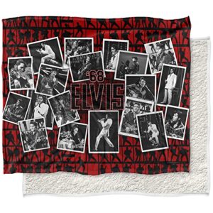 elvis presley blanket, 50"x60", comeback to 68 silky touch sherpa back super soft throw blanket