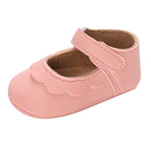 lykmera spring autumn children baby toddler shoes girls round toe lightweight comfortable solid hook loop walking shoes (pink, 0-6 months)