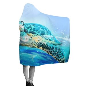 JASMODER Sea Turtle Hoodie Blanket Wearable Throw Blankets for Couch Blanket Hooded for Baby Kids Men Women