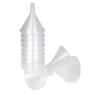 20Pcs Plastic Funnels Set, 4.7 Inch Wide Mouth Clear Plastic Funnels for Filling Water Bottles, Multipurpose Large Funnel with Long Reaching Spout for Liquid, Spices, Powder, Lotion, Oils, Perfume