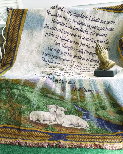 Manual 50 x 60-Inch Tapestry Throw, 23rd Psalm The Lord Is My Shepherd