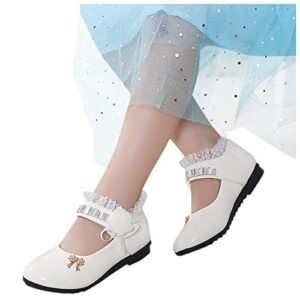 princess leather sandals shoes children toddler boys girls shoes kid leather dance shoes casual sandals shoes (white, 6.5-7 years little kid)
