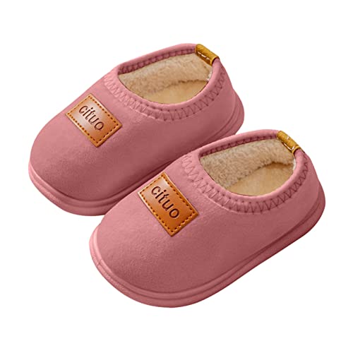 Lykmera Childrens Kids Cotton Fleece Slippers Girls Boys Cotton Shoes Soft Sole Winter Warm Indoor Non Slip Cotton Slippers (Pink, 3.5-4.5 Years)