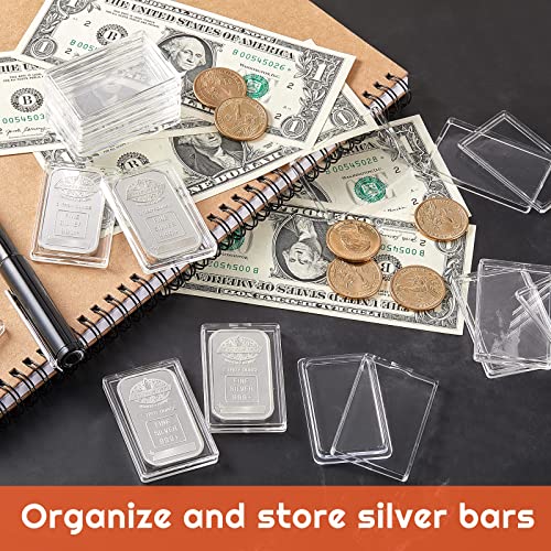 Silver Bar Case 1 oz Silver Bar Holder Clear Acrylic Storage Container Fit Silver Bar Box for 1 oz Silver Bar 1 Troy Ounce Bar (15 Pieces)