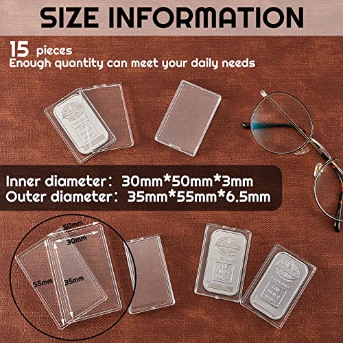 Silver Bar Case 1 oz Silver Bar Holder Clear Acrylic Storage Container Fit Silver Bar Box for 1 oz Silver Bar 1 Troy Ounce Bar (15 Pieces)