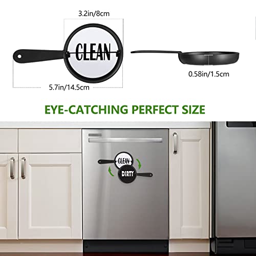 Dishwasher Clean Dirty Sign Magnet Free, Pan Design ø3.2 Clean Dirty Sign for Dishwasher with Removable Double Sided Sticker by SOOOEC