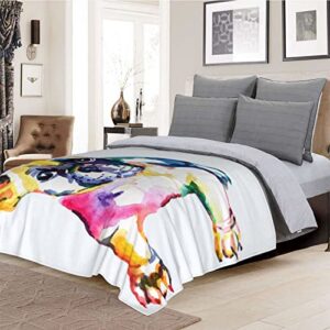 Frenchie French Bulldog Original Watercolor White Dog 80x60 inch Throw Blanket Super Soft Fuzzy Cozy Warm Fluffy Plush Blanket for Bed Couch Chair Living Room