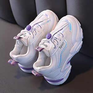 Toddler Kids Baby Boys Girls Sports Shoes Mesh Breathable Infant Soft Sneaker Shoes Running Shoes Walking Shoes (Purple, 3-3.5 Years Little Kid)