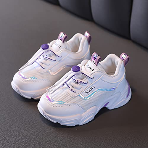 Toddler Kids Baby Boys Girls Sports Shoes Mesh Breathable Infant Soft Sneaker Shoes Running Shoes Walking Shoes (Purple, 3-3.5 Years Little Kid)