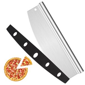 supercenter pizza cutter sharp rocker blade stainless steel pizza slicer knife with plastic blade cover, 14-inch large pizza cutter rocker for kitchen tool accessories