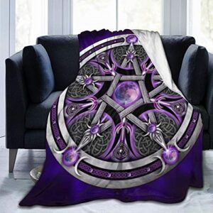 purple wicca wiccan star pentagram pentacle full fleece throw blanket comforter plush soft cozy quilt nursery bedding decor bedroom decorations flannel fluffy queen king size