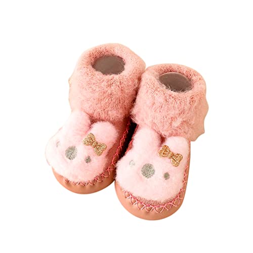 Lykmera Autumn Winter Comfortable Baby Toddler Shoes Cartoon Children Cotton Warm Breathable Non Slip Floor Walking Shoes (Pink, 12-18 Months)