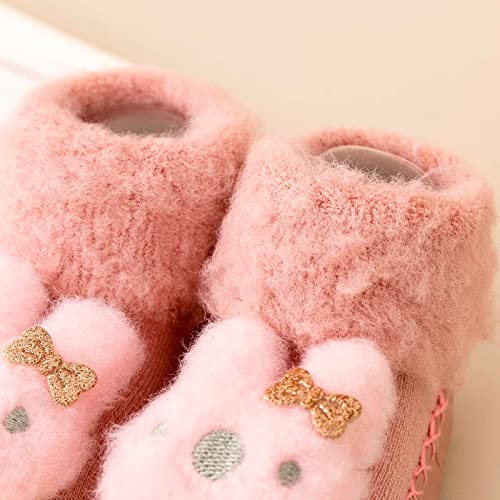 Lykmera Autumn Winter Comfortable Baby Toddler Shoes Cartoon Children Cotton Warm Breathable Non Slip Floor Walking Shoes (Pink, 12-18 Months)