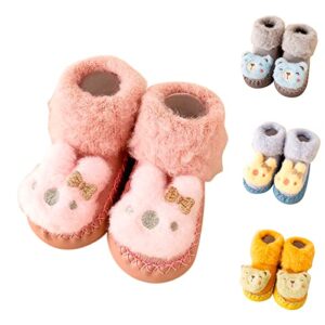 Lykmera Autumn Winter Comfortable Baby Toddler Shoes Cartoon Children Cotton Warm Breathable Non Slip Floor Walking Shoes (Pink, 12-18 Months)