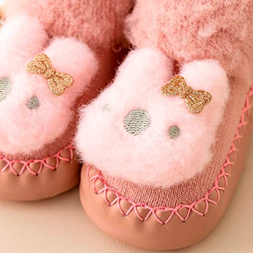 Lykmera Autumn Winter Comfortable Baby Toddler Shoes Cartoon Children Cotton Warm Breathable Non Slip Floor Walking Shoes (Pink, 12-18 Months)