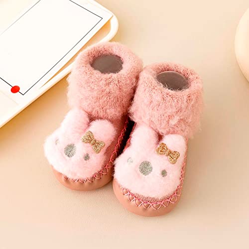 Lykmera Autumn Winter Comfortable Baby Toddler Shoes Cartoon Children Cotton Warm Breathable Non Slip Floor Walking Shoes (Pink, 12-18 Months)