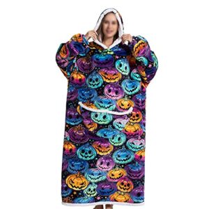 nvbhof oversized wearable blanket hoodie, animal pattern printed super warm plush sweatshirt women men, cozy hoodie warm, for adults men women, gift for her (color : i, size : one size)