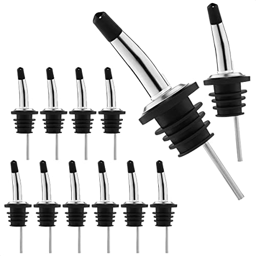 Stainless Steel Bar Liquor Pour Spout - 12Pcs Pour Spouts for Liquor Bottles Oil Topper Pourer Syrup Pourer Bottle Pouring Spout Steel Bottle Pourer - Tapered Dispensing Tips Bartender Accessories