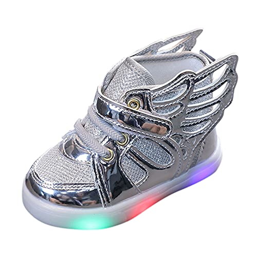 Lykmera Kids Baby Luminous Walking Shoes Led Light Girls Sport Bling Children Baby Shoes Toddler Shoes Sports Shoes (Silver, 2.5-3Years Toddler)