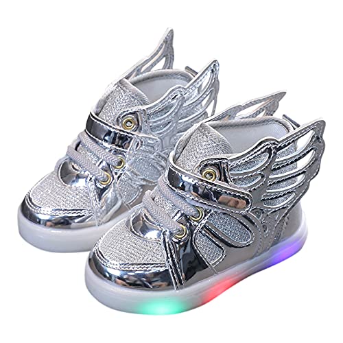 Lykmera Kids Baby Luminous Walking Shoes Led Light Girls Sport Bling Children Baby Shoes Toddler Shoes Sports Shoes (Silver, 2.5-3Years Toddler)