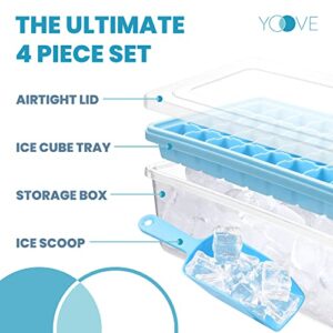 Ice Cube Tray With Lid & Bin | BPA Free Silicone Ice Cube Tray With Lid, Container & Tong | Stackable 36 Nugget Ice Tray for Freezer With Easy Release | Large Ice Mold Maker for Cocktails & Whisky