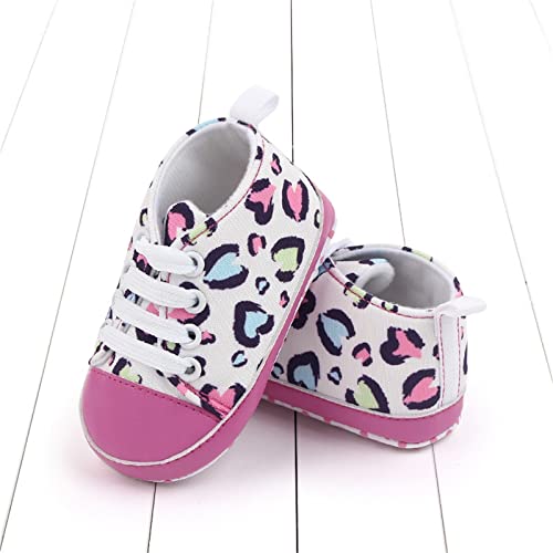 Lykmera Infant Toddler Shoes Sneaker Bow Glitter Sequins Non Slip Breathable Princess Shoes Baby Girls Sports Walking Shoes (Hot Pink, 0 Months)