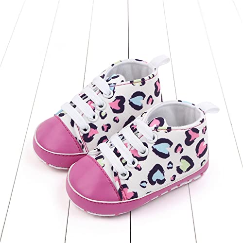 Lykmera Infant Toddler Shoes Sneaker Bow Glitter Sequins Non Slip Breathable Princess Shoes Baby Girls Sports Walking Shoes (Hot Pink, 0 Months)