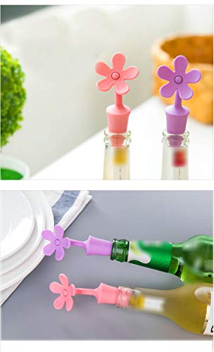 Flycheers Flower Bottle Stoppers,Wine Stoppers, Silicone Bottle Stopper Sun flower Shape Wine Plug for Champagne, Beverage, Beer, Wine Stoppers (4 piece)