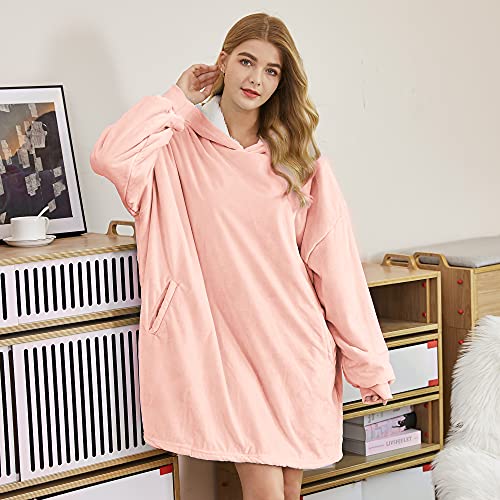 Felicigeely Blanket Sweatshirt,Oversized Fleecehug Hoodie Wearable Blanket,Soft Warm Comfortable Giant Front Pocket for Adults Men Women Teens Friends(2 PCS)