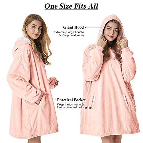 Felicigeely Blanket Sweatshirt,Oversized Fleecehug Hoodie Wearable Blanket,Soft Warm Comfortable Giant Front Pocket for Adults Men Women Teens Friends(2 PCS)