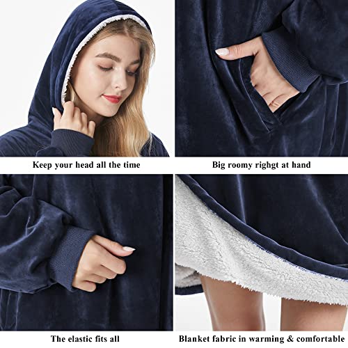 Felicigeely Blanket Sweatshirt,Oversized Fleecehug Hoodie Wearable Blanket,Soft Warm Comfortable Giant Front Pocket for Adults Men Women Teens Friends(2 PCS)