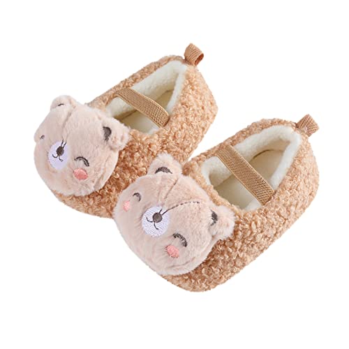 Lykmera Winter Children Baby Toddler Shoes Boys Girls Floor Shoes Flat Bottom Non Slip Plush Warm Cartoon Fleece Slippers (C, 0-3 Months)