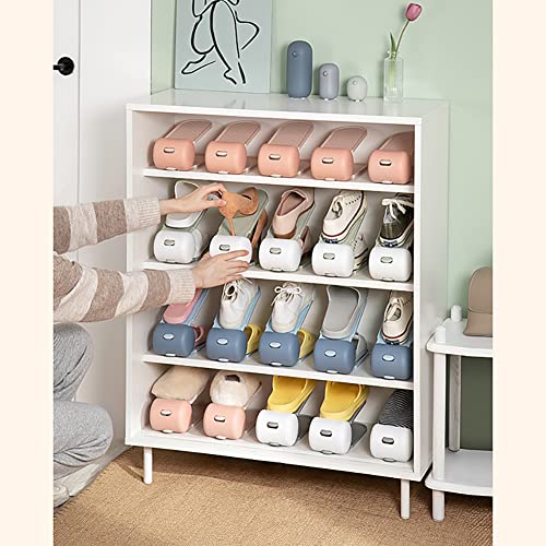 ZANBANG 6Pcs Shoe Slots Organizer,Adjustable Double Deck Shoe Rack Holder Space Saver ZML-286 (Blue)