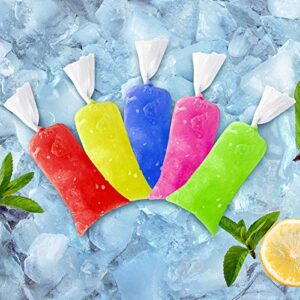 200 Pieces Kids Ice Lolly Bags 2 x 8 Inch Disposable Ice Cream Bags with Silicone Foldable Funnel, Mold Bags DIY Pouch for Making Ice Cream, Ice Candy, Yogurt, Freeze Pops