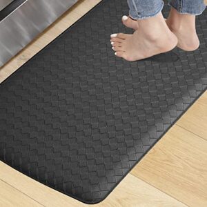 kokhub kitchen mat,1/2 inch thick cushioned anti fatigue waterproof kitchen rug, comfort standing desk mat, kitchen floor mat non-skid & washable for home, office, sink,17.3"x28"- black