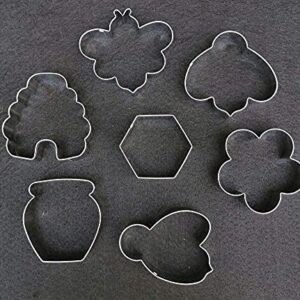 Bee Cookie Cutters Set-3 Inches-7 Piece-Bee, Beehive, Flower, Honeycomb and Honey Jar Stainless Steel Cookie Biscuit Cookie Cutters Molds for Honey Bee Party Decoration Favor