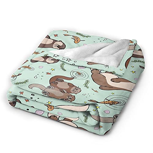 Sea Otters Hold Hands Blanket ,Fleece Throw Blanket Super Soft Warm Therma Plush Bed Couch Living Room